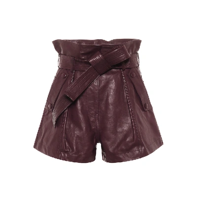 Shop Ulla Johnson Othella Leather Paperbag Shorts In Purple