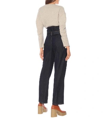 Shop Stella Mccartney High-rise Straight Paperbag Jeans In Blue