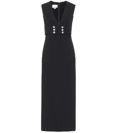 Shop Gucci Embellished Silk And Wool Cady Gown In Black