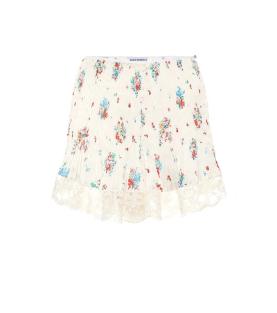 Shop Paco Rabanne High-rise Floral Skirt In White