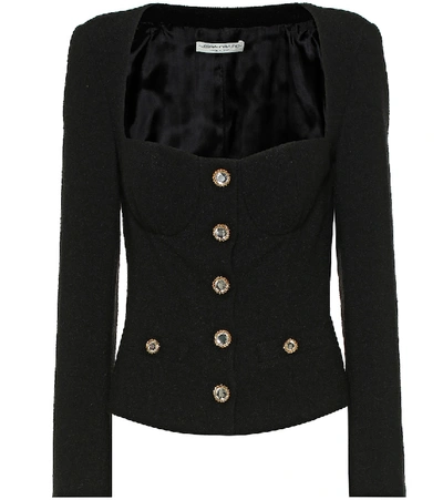 Shop Alessandra Rich Wool-blend Tweed Bustier Jacket In Black
