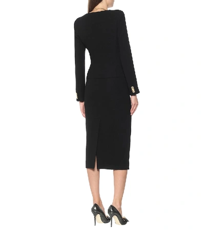 Shop Alessandra Rich Wool-blend Tweed Bustier Jacket In Black