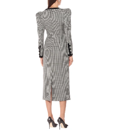 Shop Alessandra Rich Checked Wool-blend Midi Dress In Black