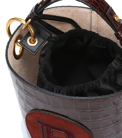 Shop Balmain B Saddler Leather Bucket Bag In Brown