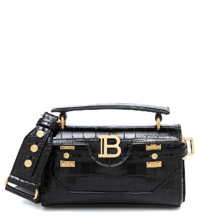 Shop Balmain B-buzz 19 Leather Shoulder Bag In Black