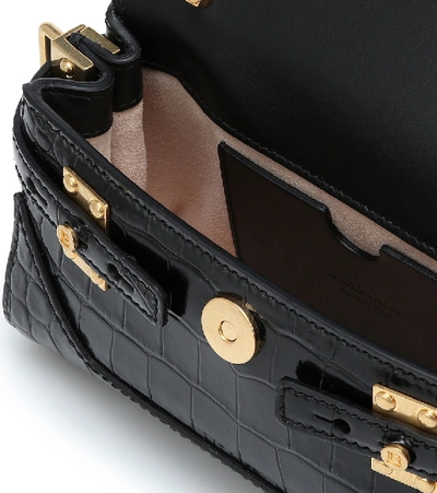 Shop Balmain B-buzz 19 Leather Shoulder Bag In Black