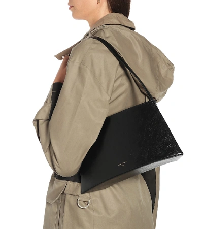 Shop Low Classic Curve Leather Shoulder Bag In Black
