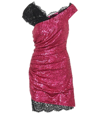 Shop Dundas Sequin Draped Minidress In Pink