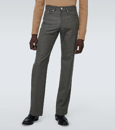 Men's Powsen Pinstripe Wool Trousers In Grey