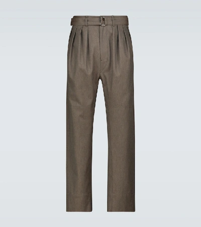 Shop Lemaire Four-pleat Pants In Brown