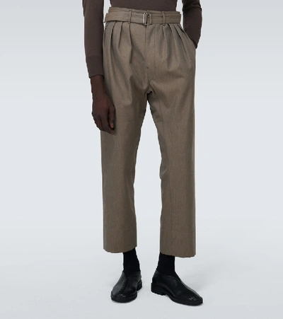 Shop Lemaire Four-pleat Pants In Brown