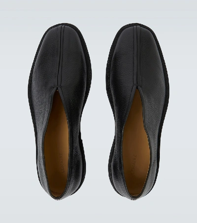 Shop Lemaire Grained Leather Slip-on Shoes In Black