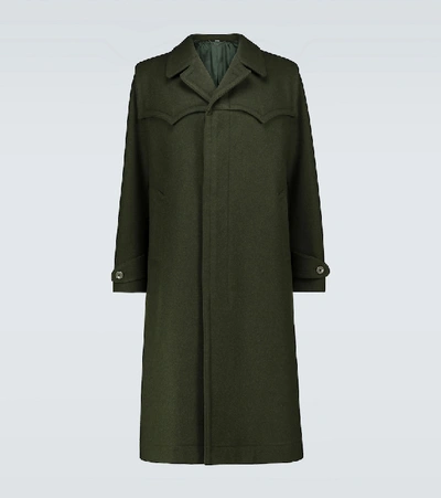 Shop Gucci Oversized Wool Coat In Green