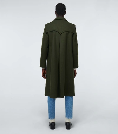 Shop Gucci Oversized Wool Coat In Green