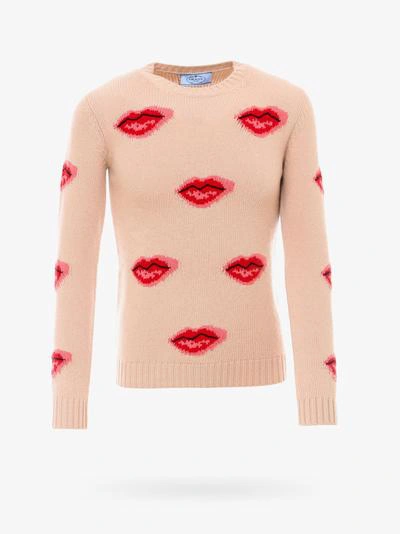 Shop Prada Sweater In Beige