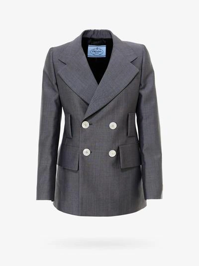 Shop Prada Blazer In Grey