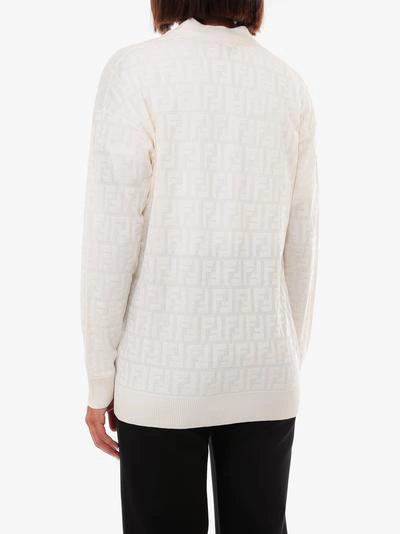 Shop Fendi Cardigan In White