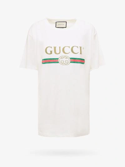 Gucci T-shirt Logo Vintage Bianca In White