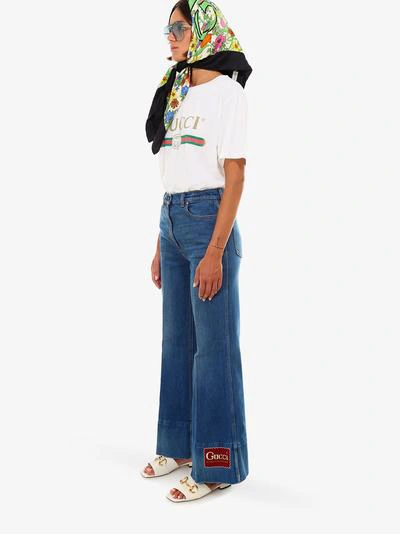 Gucci T-shirt Logo Vintage Bianca In White