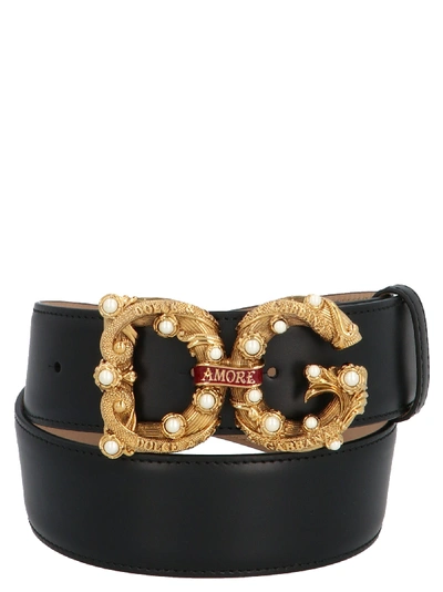 Shop Dolce & Gabbana Dg Amore Belt In Black