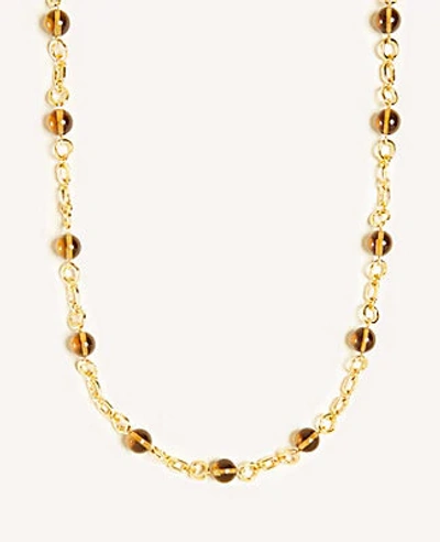 Shop Ann Taylor Glass Beaded Station Necklace In Warm Honey