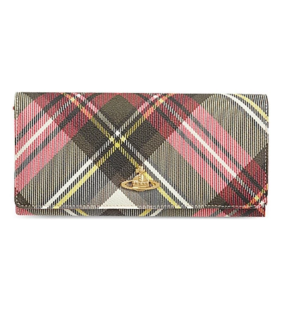 Vivienne Westwood Derby Checked Grained Leather Wallet In New+exhibition