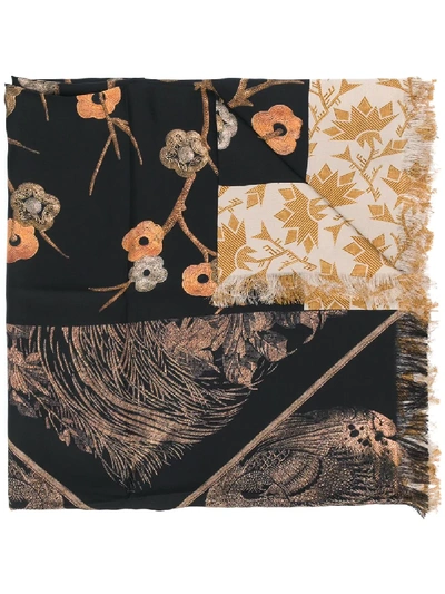 Shop Pierre-louis Mascia Mixed-print Silk Scarf In Black