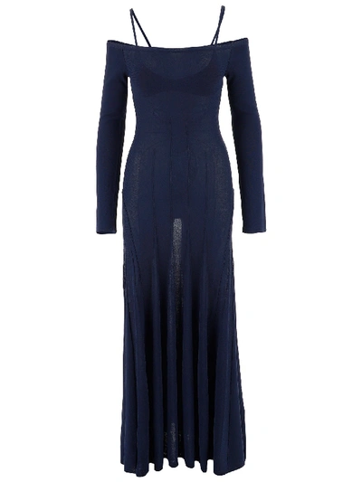 Shop Jacquemus Valensole Knitted Maxi Dress In Navy