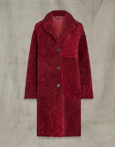 Shop Belstaff Ruby Shearling Coat In Red