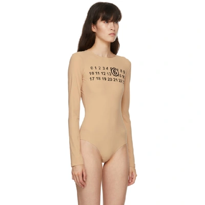 Shop Mm6 Maison Margiela Ssense Exclusive Beige Numbers Logo Bodysuit In 121 Nude