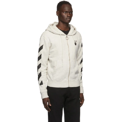 Shop Off-white Grey Agreement Slim Zip Hoodie In 0810 Grymel