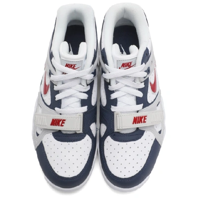 Shop Nike White And Navy Air Trainer 3 Sneakers In 400 Midnigh