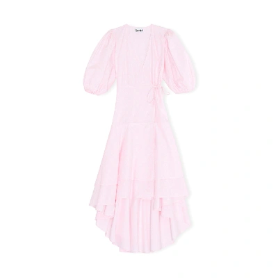 Shop Ganni Printed Cotton Poplin Dress In Cherry Blossom