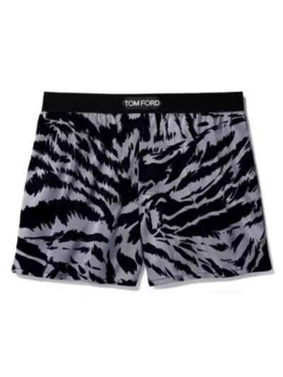 Shop Tom Ford Tiger-stripe Boxer Shorts In Grey
