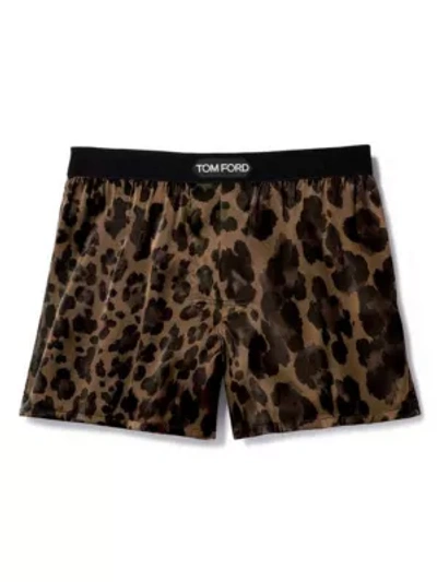 Shop Tom Ford Leopard-print Boxer Shorts In Light Brown