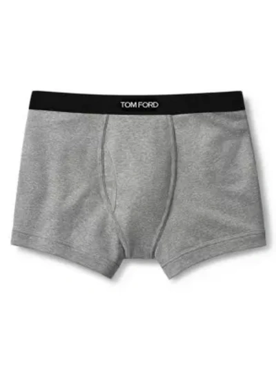 Shop Tom Ford Men's Stretch-cotton Logo Boxer Briefs In Grey