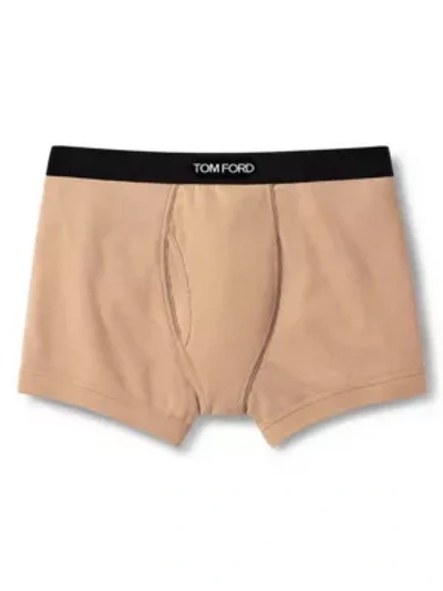 Shop Tom Ford Men's Stretch-cotton Logo Boxer Briefs In Nude