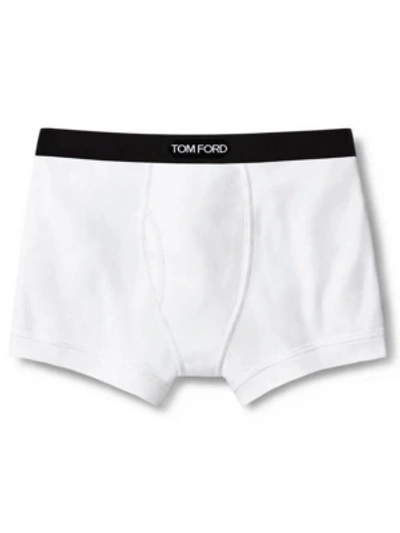 Shop Tom Ford Men's Stretch-cotton Logo Boxer Briefs In White