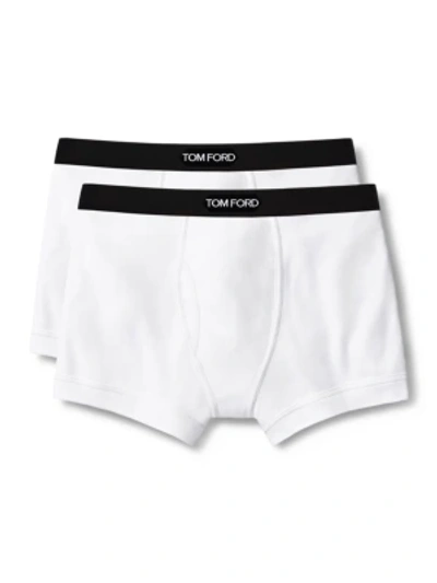 Shop Tom Ford Men's 2-pack Stretch-cotton Logo Boxer Briefs In White