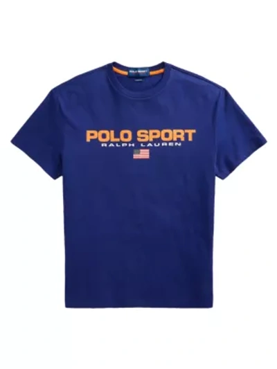 Shop Polo Ralph Lauren Jersey Graphic Logo T-shirt In Fall Royal