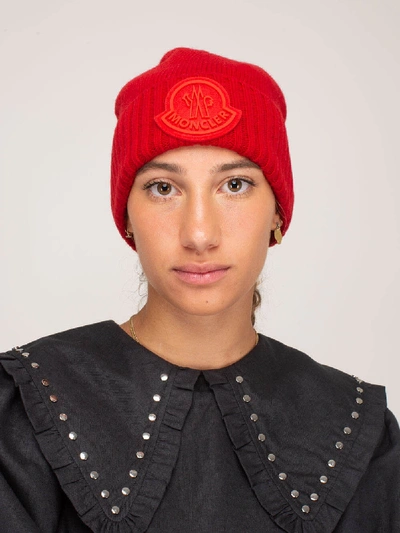 Shop Moncler Berretto Tricot Beanie Red