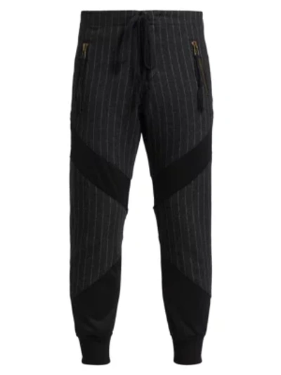 Shop Greg Lauren Chalk Stripe Performance Lounge Pants In Black
