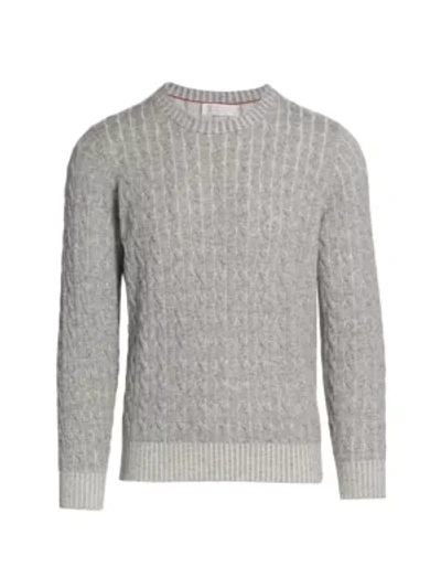 Shop Brunello Cucinelli Vanise Cable Knit Cashmere Sweater In Light Grey