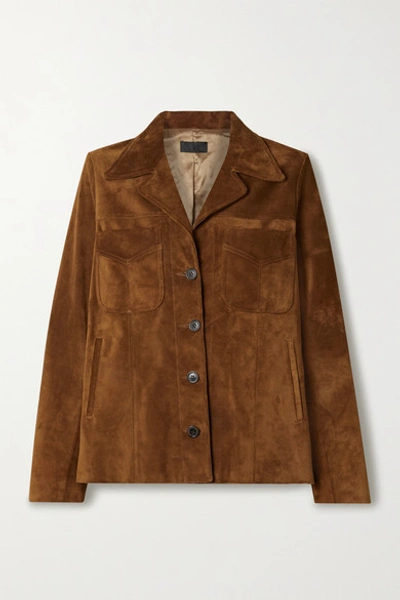 Shop Nili Lotan Dominic Suede Jacket In Brown