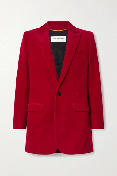 Shop Saint Laurent Cotton-corduroy Blazer In Red