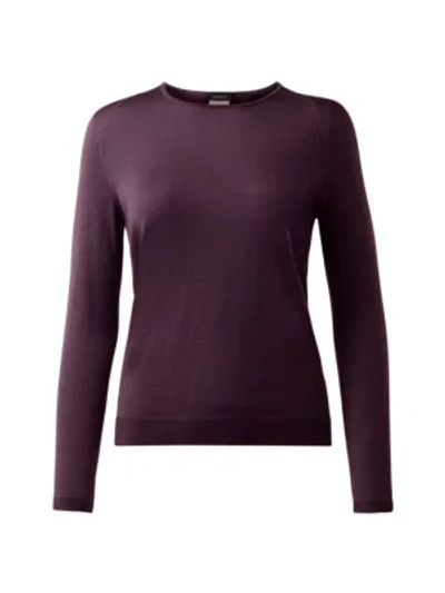 Shop Akris Cashmere & Silk Seamless Pullover Sweater In Plum