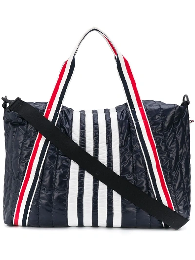 Shop Thom Browne 4-bar Quilted Ripstop Gym Bag In Blue
