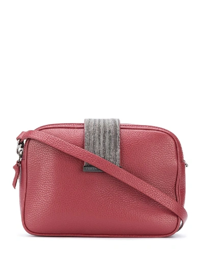 Shop Fabiana Filippi Double-top Zip Shoulder Bag In Red