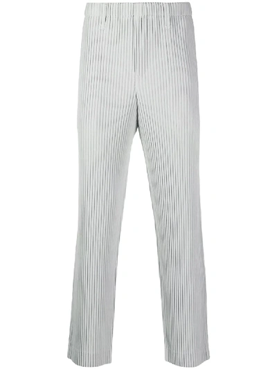 Shop Issey Miyake Pleated Regular Trousers In Grey
