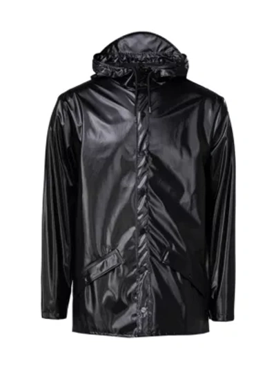 Shop Rains Hooded Mackintosh In Shiny Black